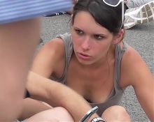 french downblouse pretty teen public